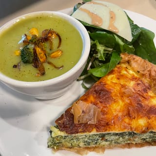 Cup of Soup, Mixed Greens Salad & Half of Any Kind of Sandwich or Quiche