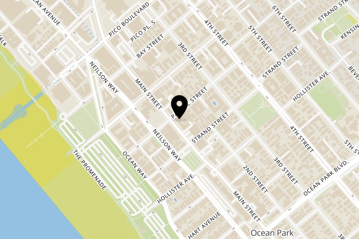Map showing the location of Kafe K on 2209 Main St b in Santa Monica